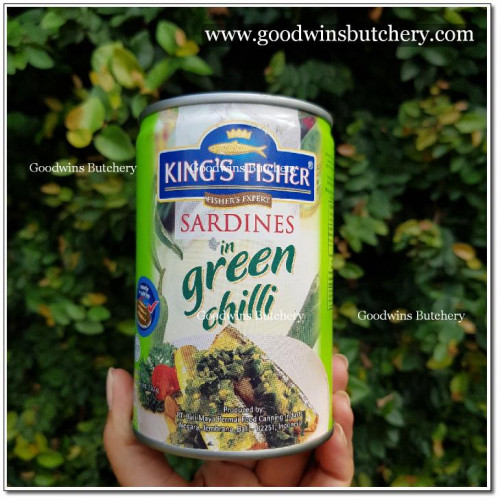 Sardines in green chili sauce SARDEN SAMBAL HIJAU Halal MUI 425g KING'S FISHER BALI